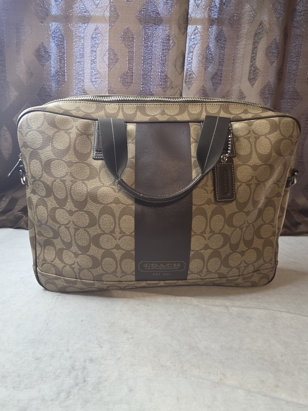 Coach Signature Canvas Briefcase/Laptop in Brown-No Crossbody Strap